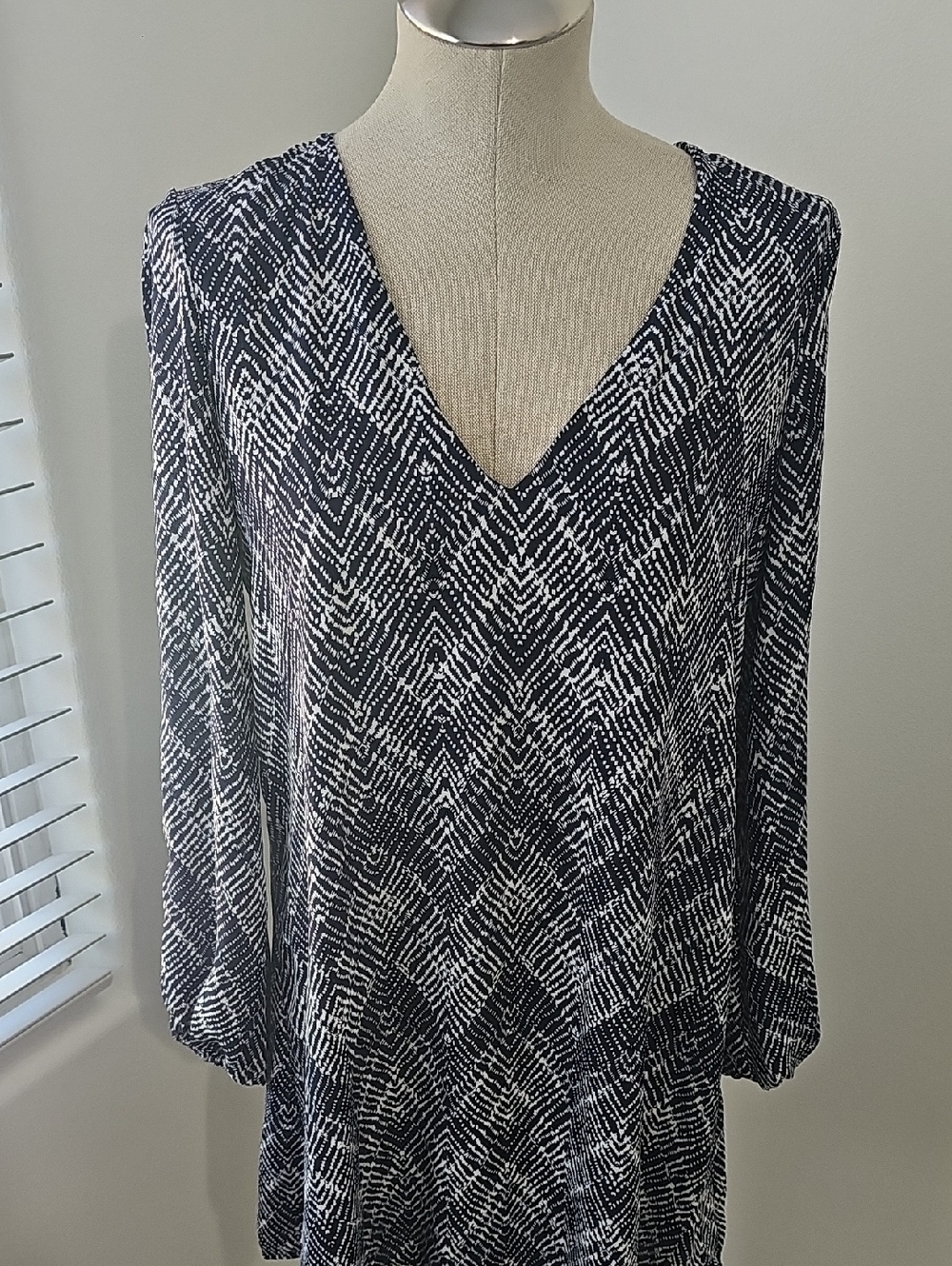 Lush Navy and White Printed Dress